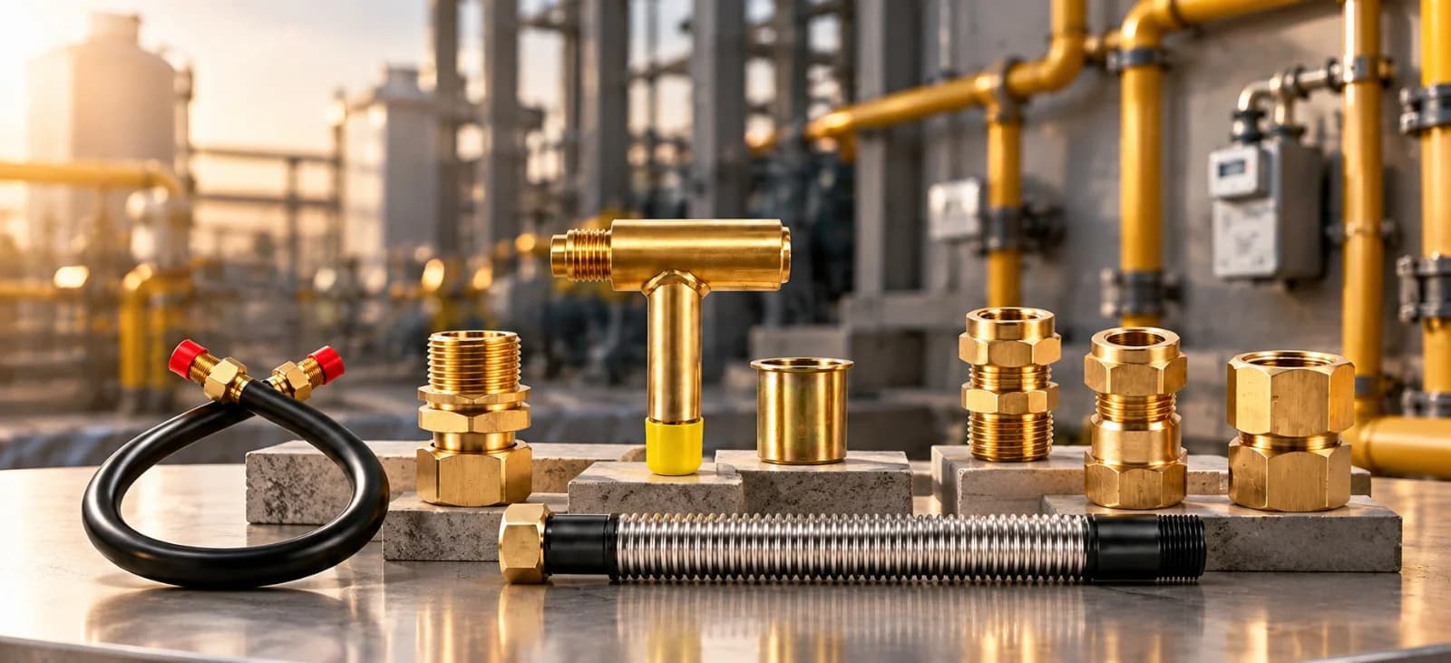 وصلات غاز نحاسية وموصلات عدادات وخراطيم مرنة من إنتاج EGF